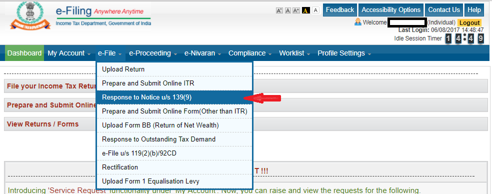 Respond to Tax Notice - Section 139(9)