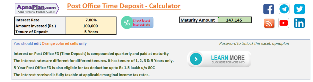 Post Office FD Calculator