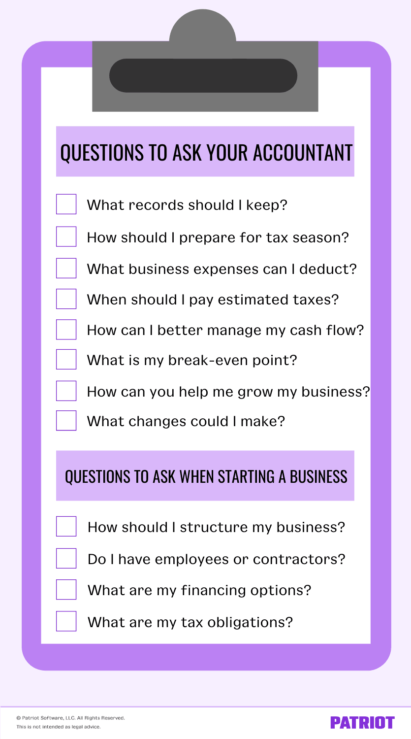 checklist of questions you should ask an accountant