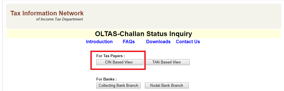 Challan 280 Receipt on TIN NSDL Website