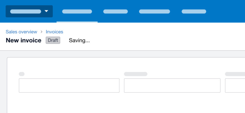 Screenshot of Xero's autosave feature in new invoicing