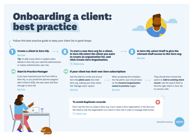 Image outlining steps to onboard a client