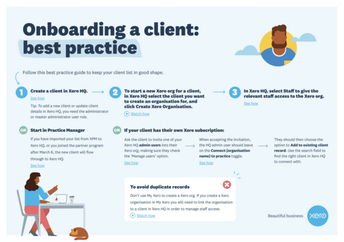 Image outlining steps to onboard a client